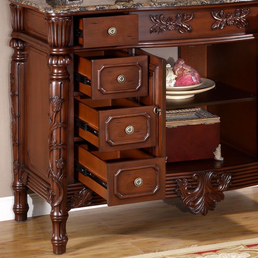 48" Single Sink Cabinet - Baltic Brown Top, Undermount Ivory Ceramic Sink (3-hole)