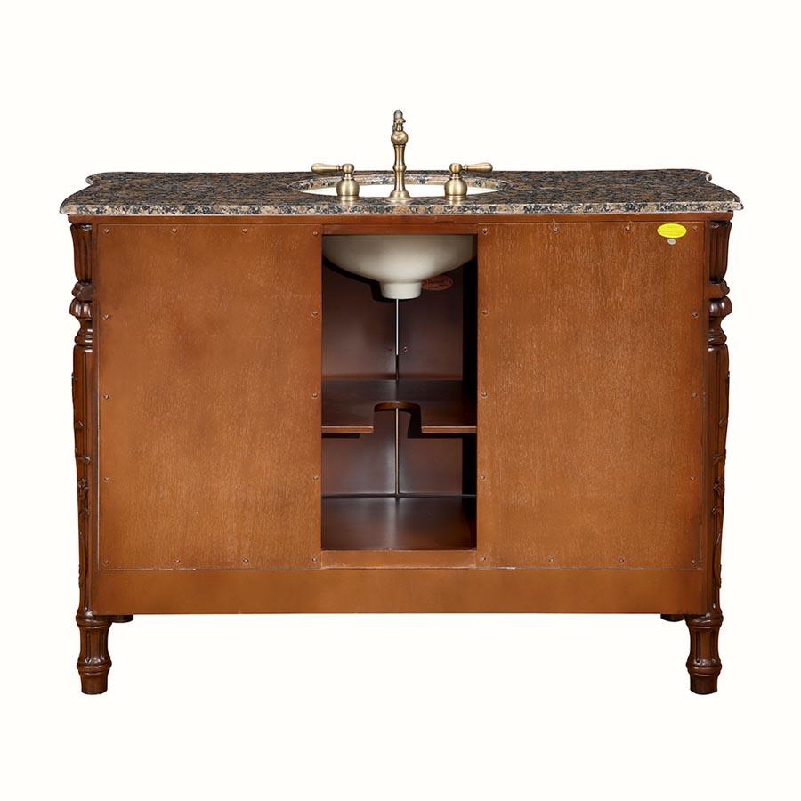 48" Single Sink Cabinet - Baltic Brown Top, Undermount Ivory Ceramic Sink (3-hole)