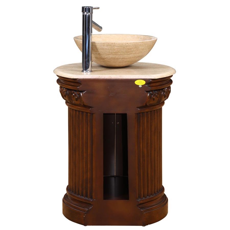 24" Single Sink Cabinet - Travertine Top - Pre-drilled for topmount sink (1-hole)