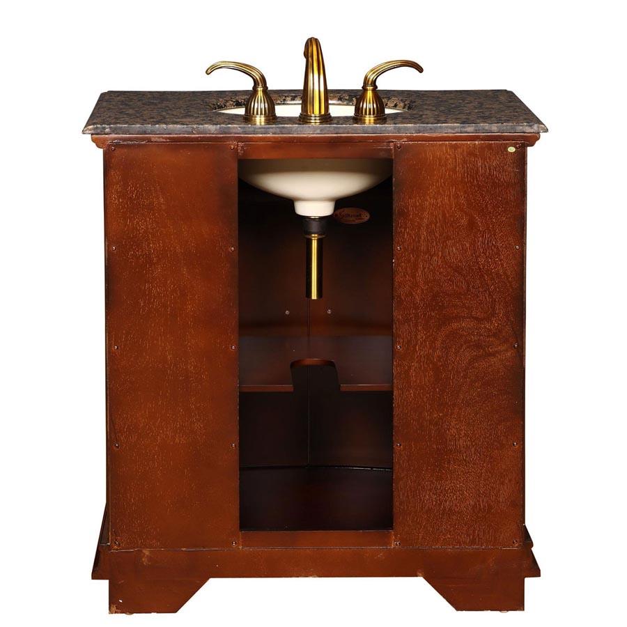 33" Single Sink Cabinet - Baltic Brown Top, Undermount Ivory Ceramic Sink (3-hole)
