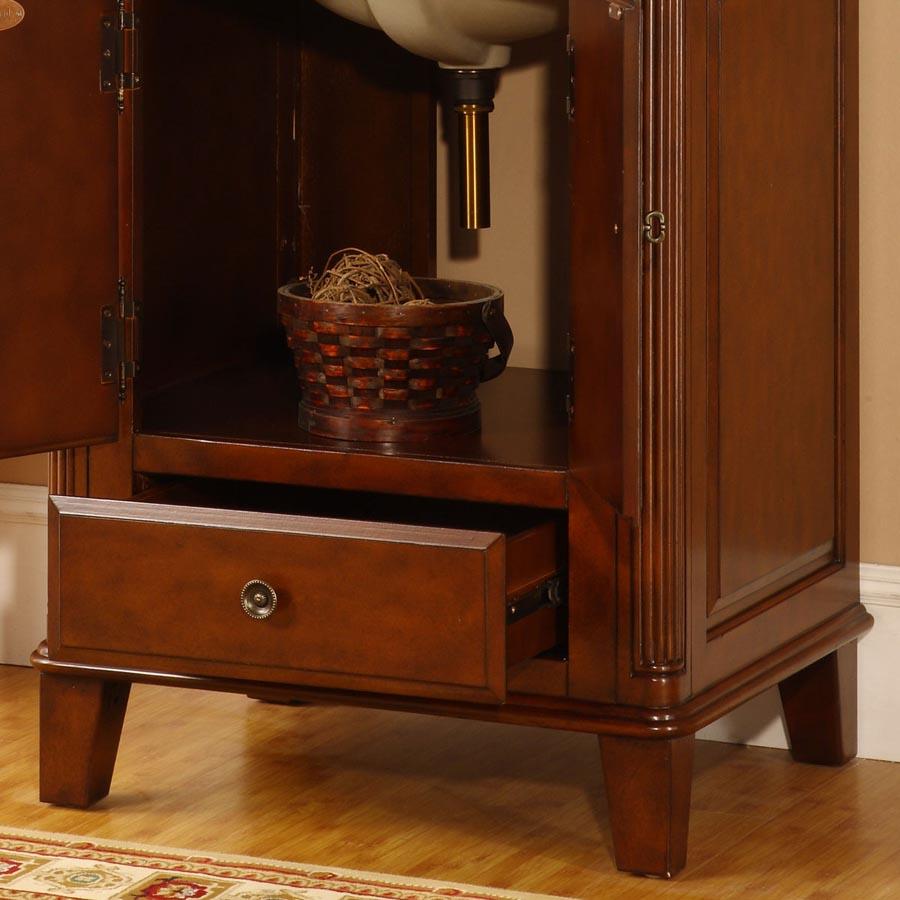 28" Single Sink Cabinet - Baltic Brown Top, Undermount Ivory Ceramic Sink (3-hole)