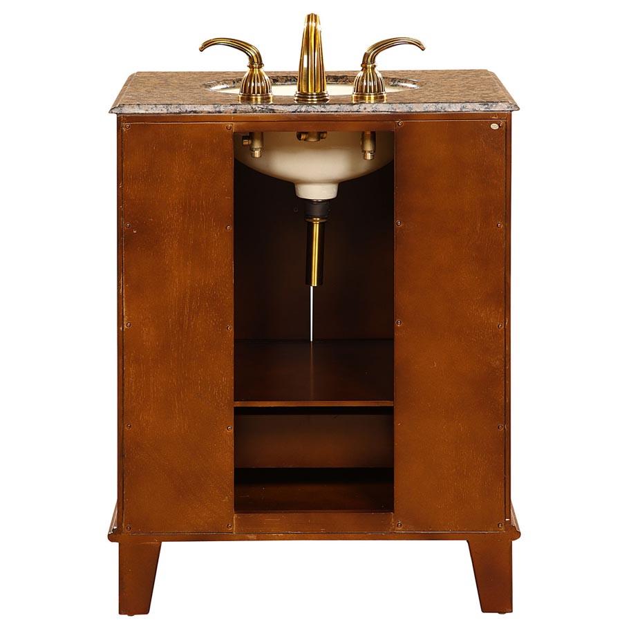 28" Single Sink Cabinet - Baltic Brown Top, Undermount Ivory Ceramic Sink (3-hole)