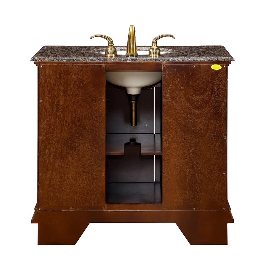 38" Single Sink Cabinet - Baltic Brown Top, Undermount Ivory Ceramic Sinks (3-hole)