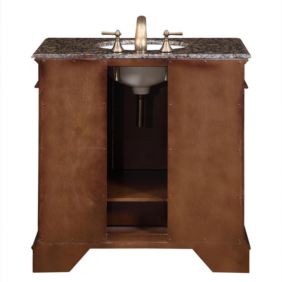 36" Single Sink Cabinet - Baltic Brown Top, Undermount White Ceramic Sinks (3-hole)