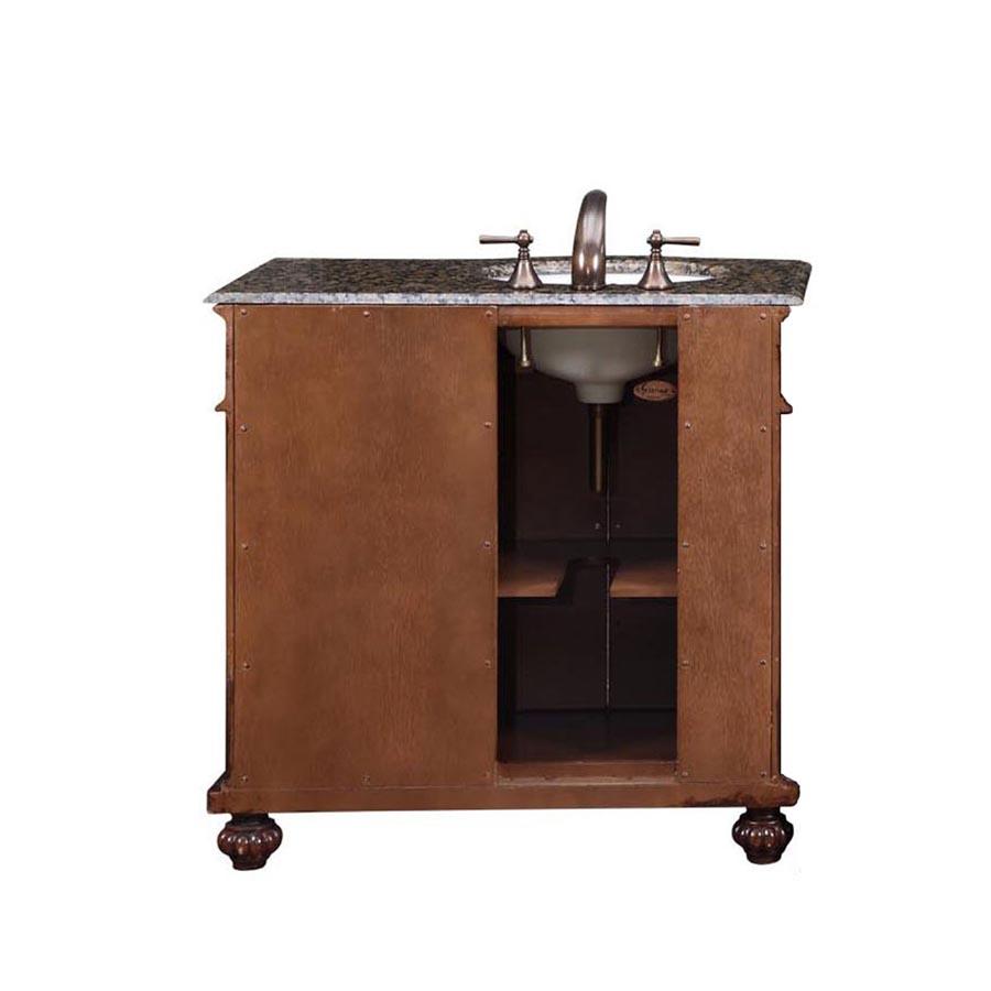 36" Single Sink Cabinet (Left Sink) - Baltic Brown Top, Undermount White Ceramic Sinks (3-hole)
