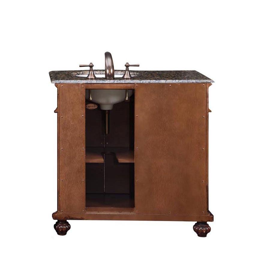 36" Single Sink Cabinet (Right Sink) - Baltic Brown Top, Undermount White Ceramic Sinks (3-hole)