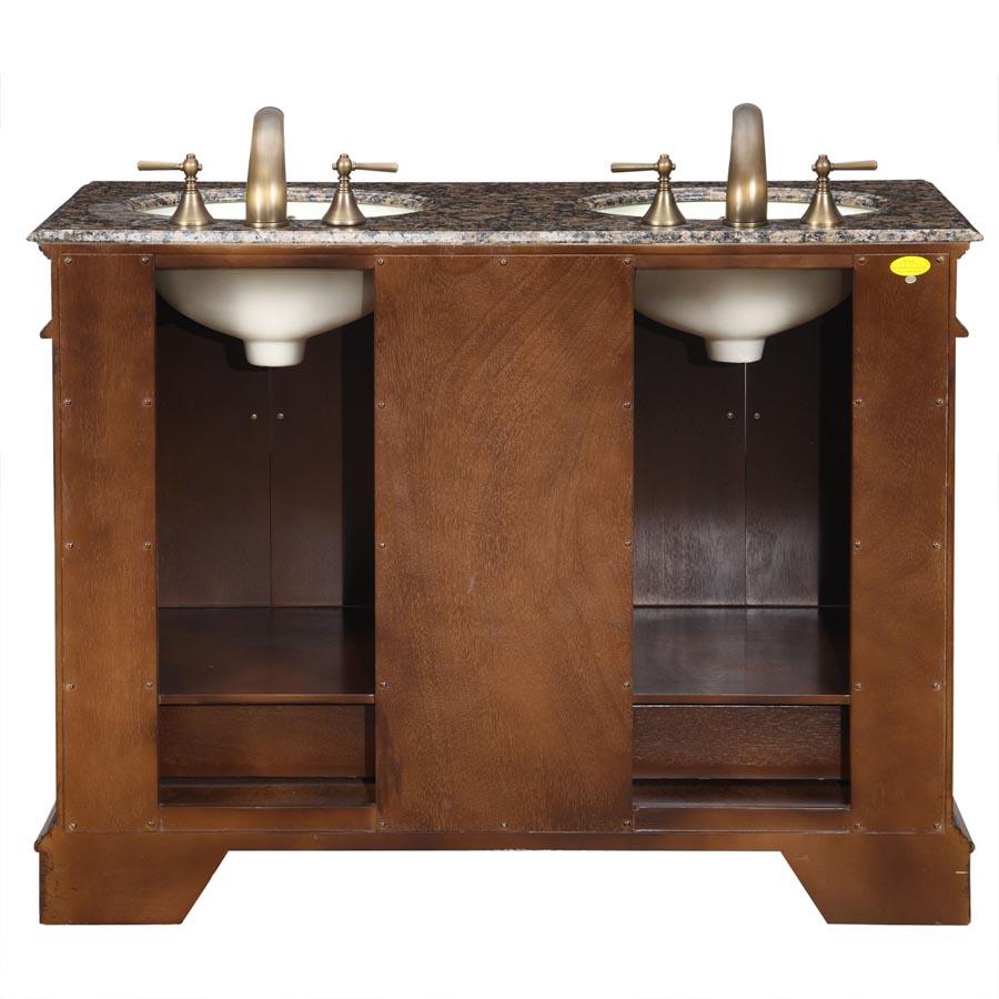 48" Double Sink Cabinet - Baltic Brown Top, Undermount Ivory Ceramic Sinks (3-hole)