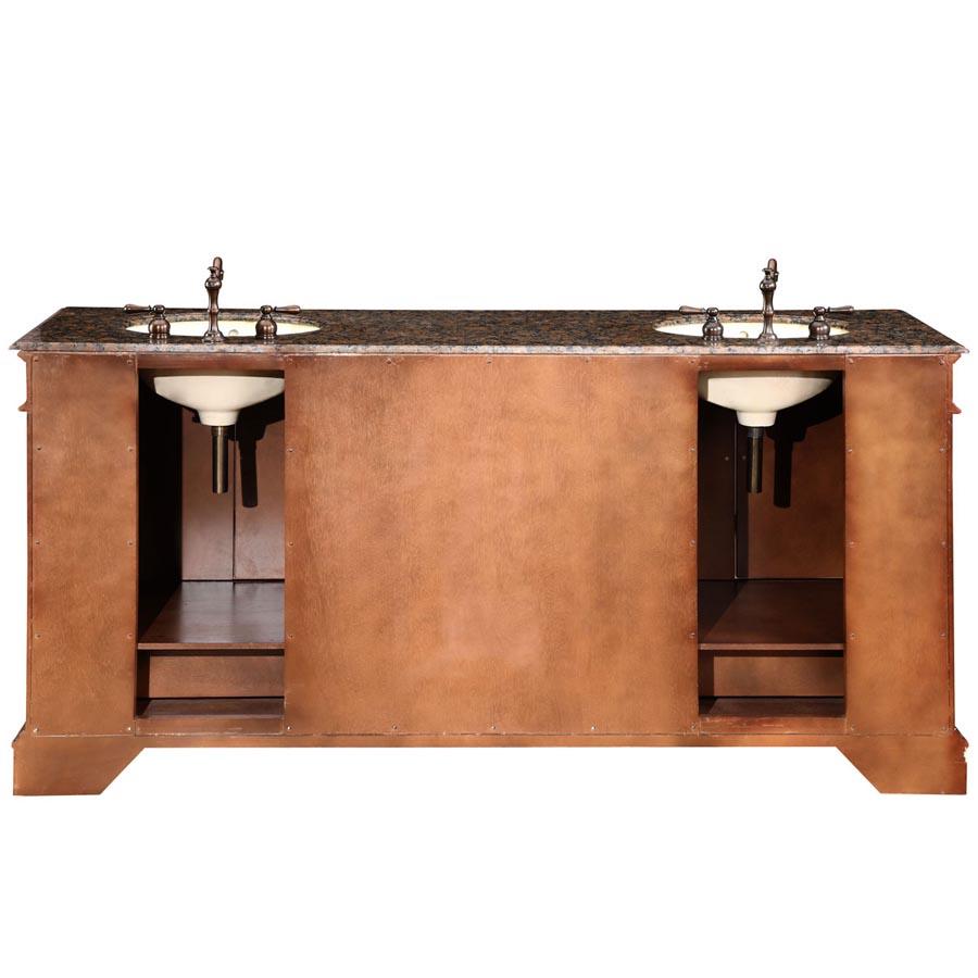 72" Double Sink Cabinet - Baltic Brown Top, Undermount Ivory Ceramic Sinks (3-hole)