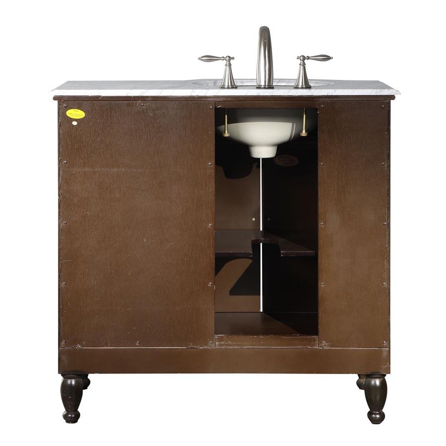 38" Single Sink Cabinet (Left) - Carrara White Marble Top, Undermount White Ceramic Sink (3-hole)