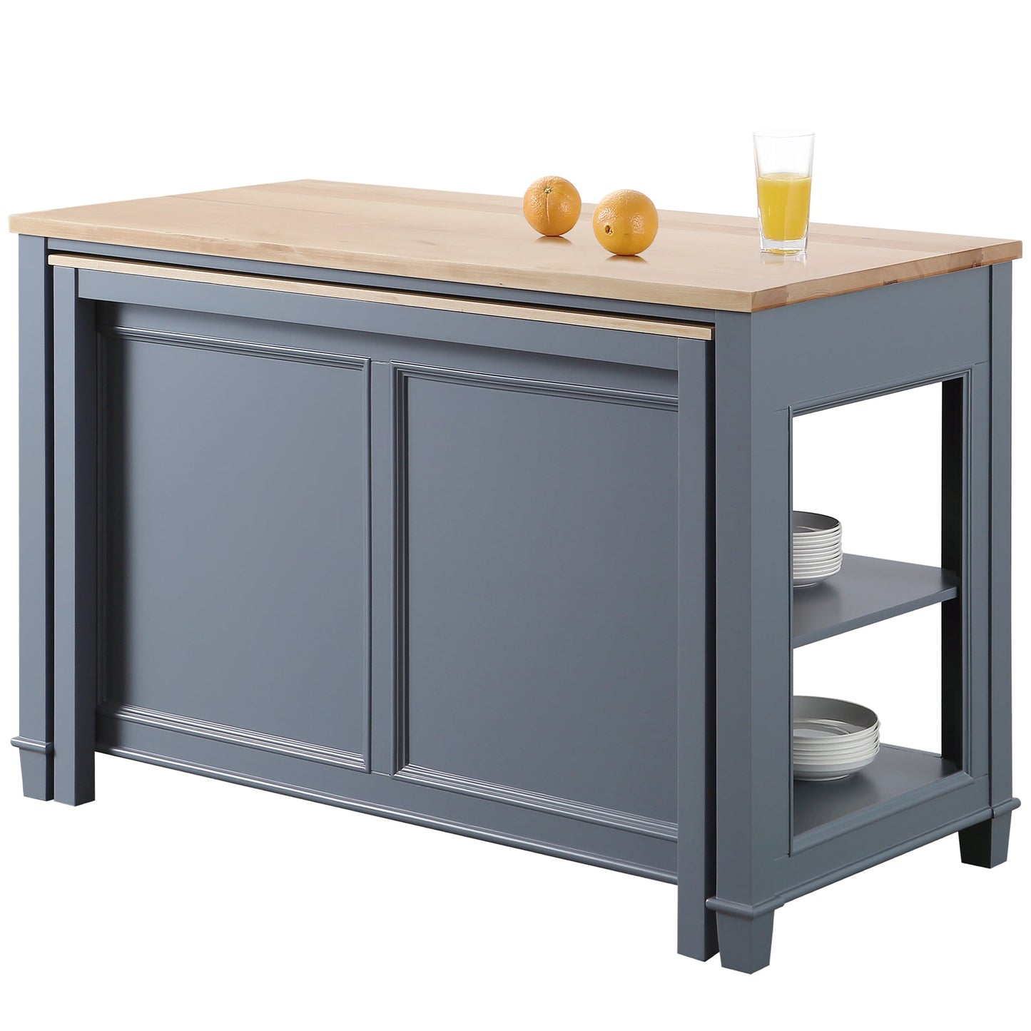 Medley 54 In. Kitchen Island With Slide Out Table in Gray