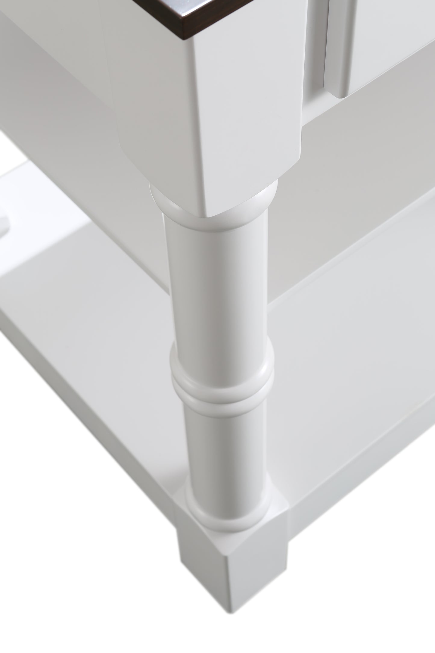 Monterey 36 In. Kitchen Island With Dark Walnut Veneered Wood Countertop in White