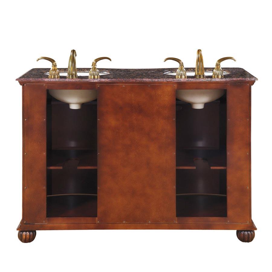 52" Double Sink Cabinet - Baltic Brown Top, Undermount Ivory Ceramic Sinks (3-hole)