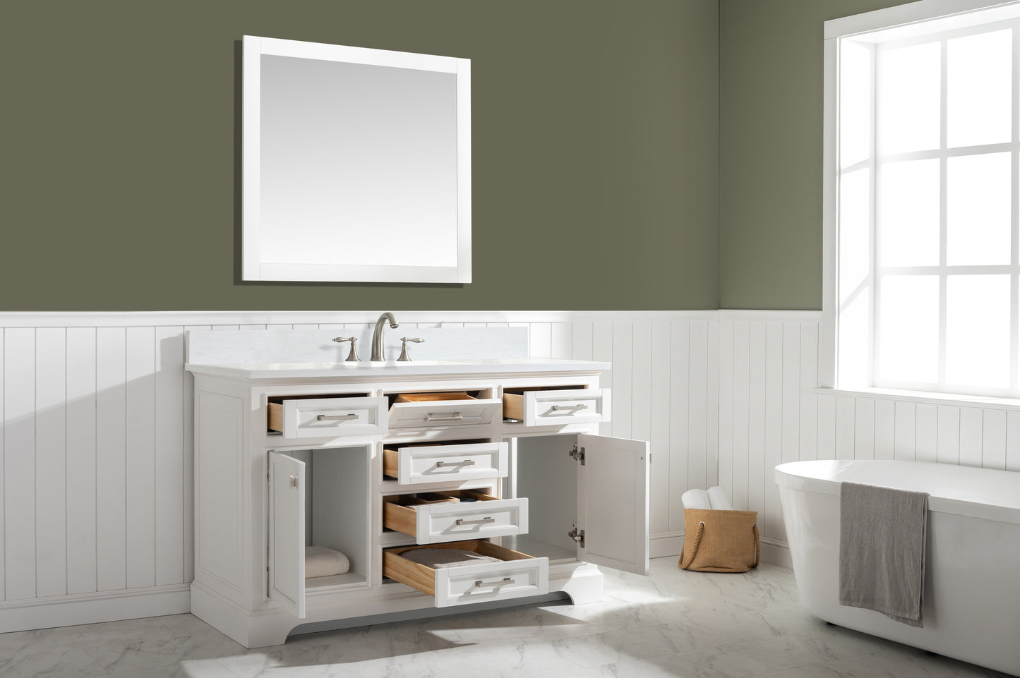 Milano 54" Single Vanity in White