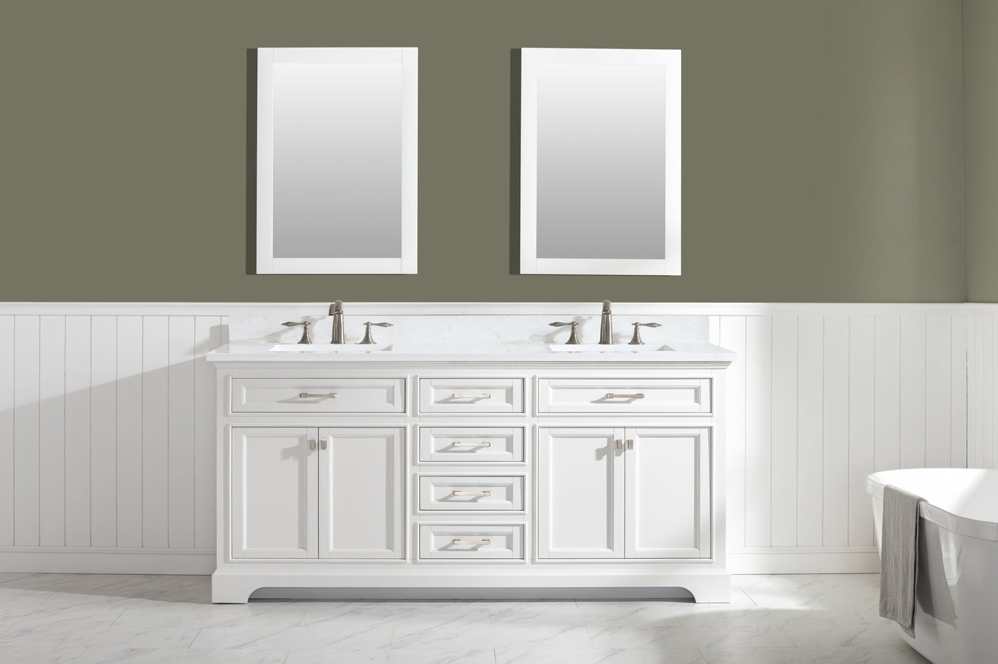 Milano 72" Double Vanity in White