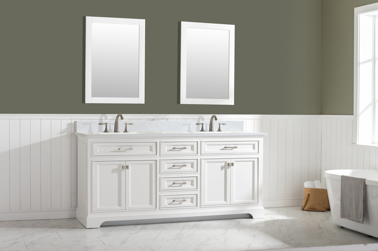Milano 72" Double Vanity in White