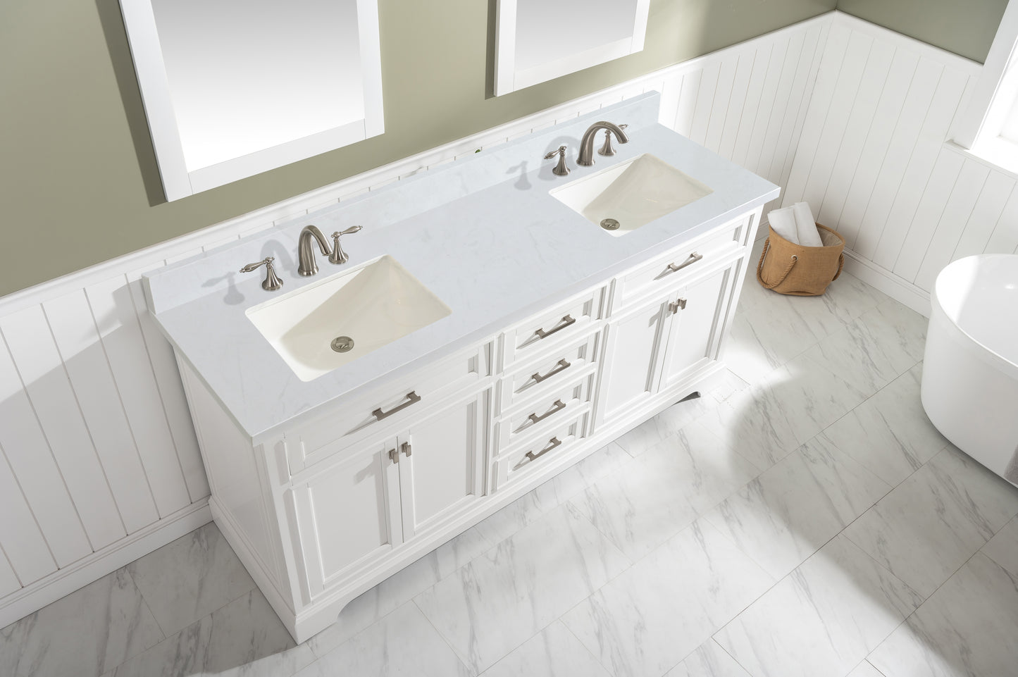 Milano 72" Double Vanity in White