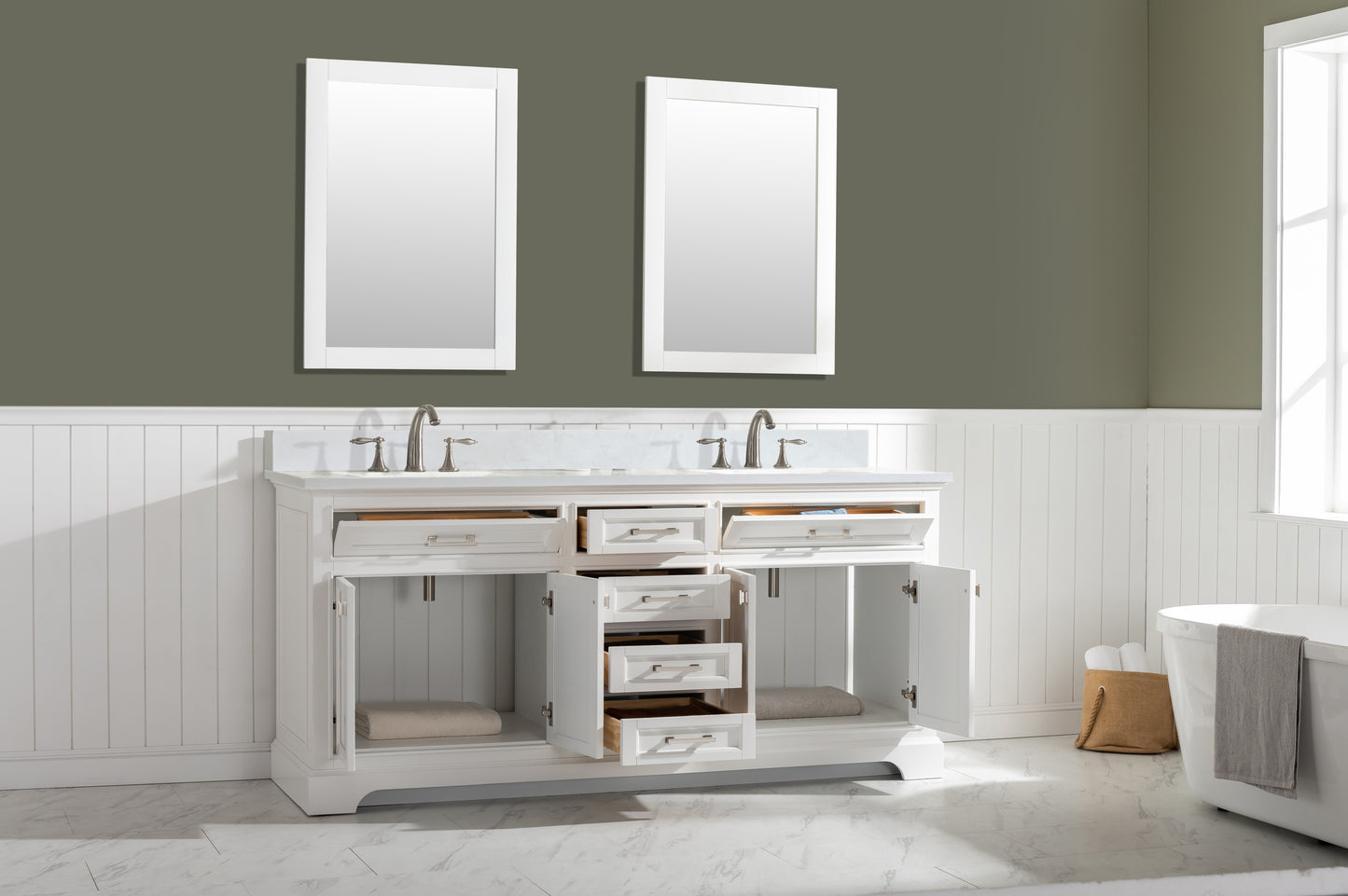 Milano 72" Double Vanity in White
