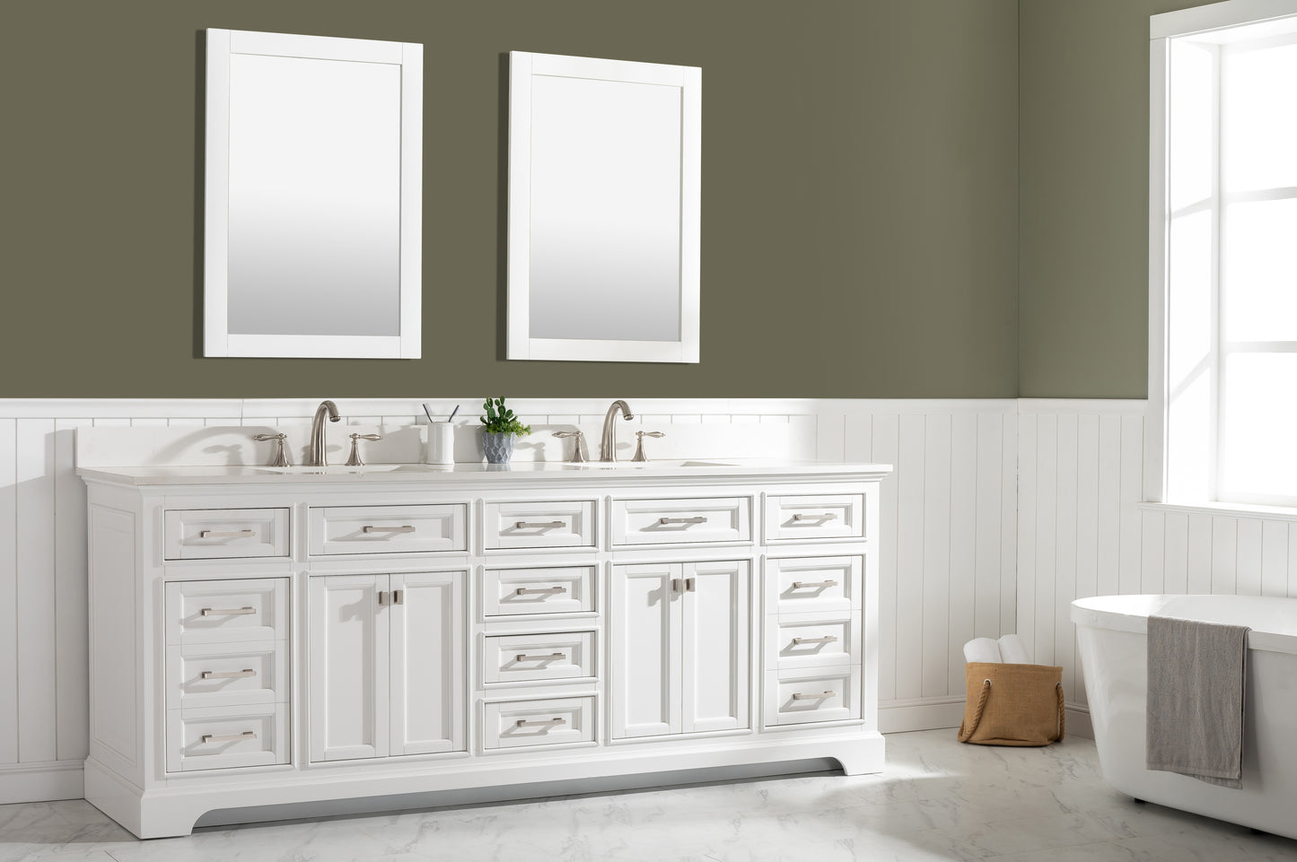 Milano 84" Double Vanity in White