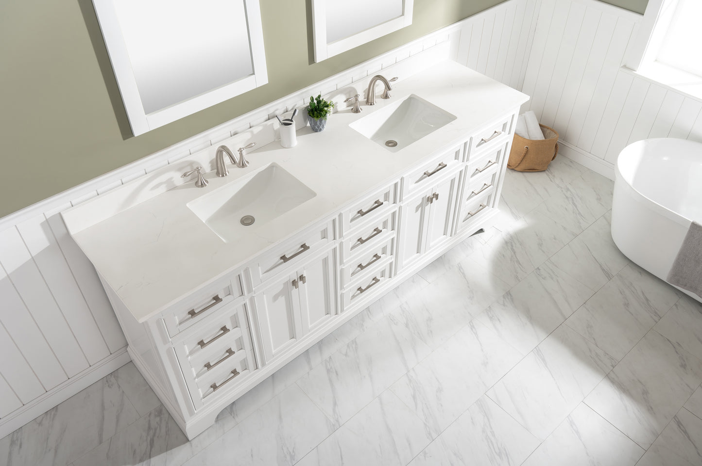 Milano 84" Double Vanity in White