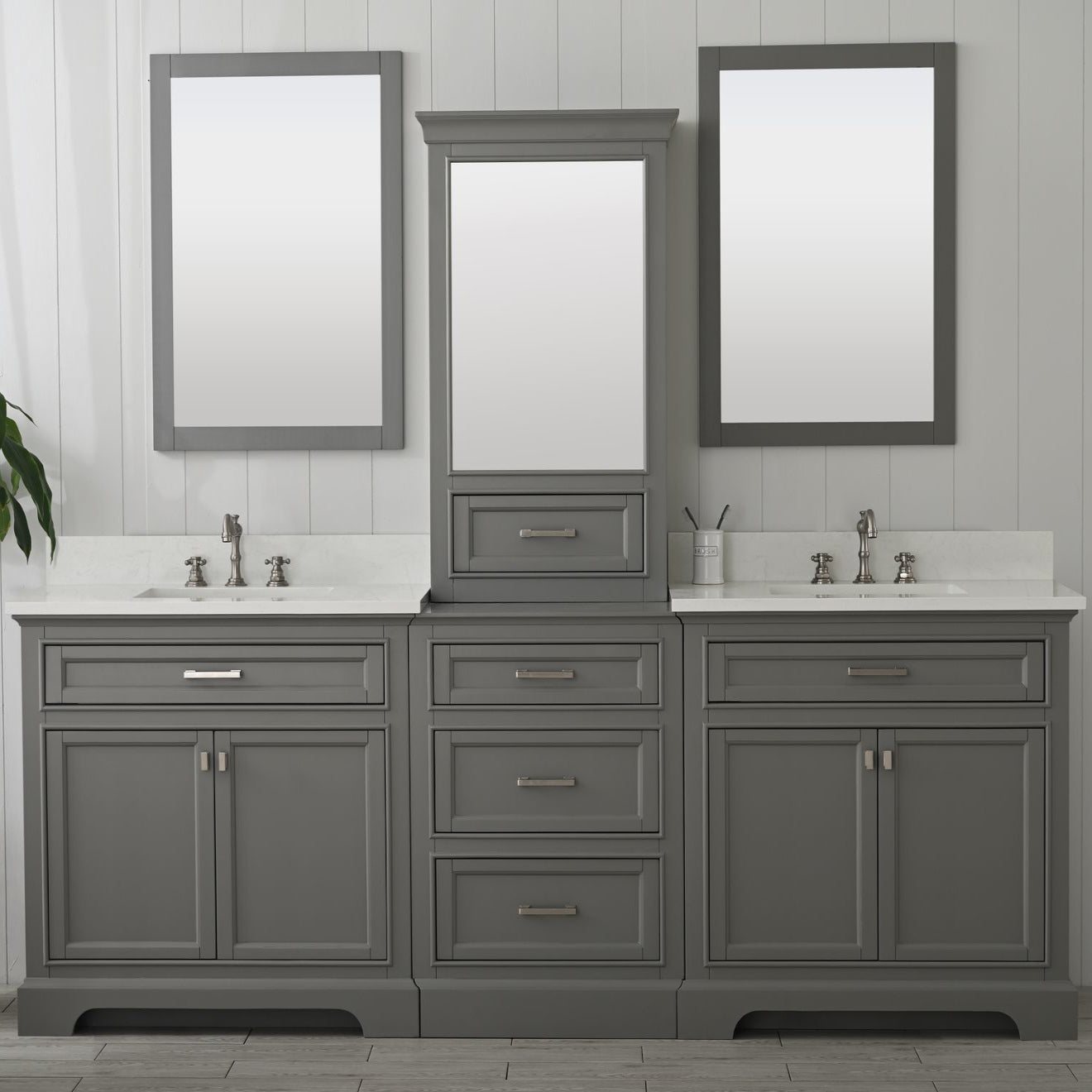 Milano 84" Double Sink Bathroom Vanity Modular Set in Gray