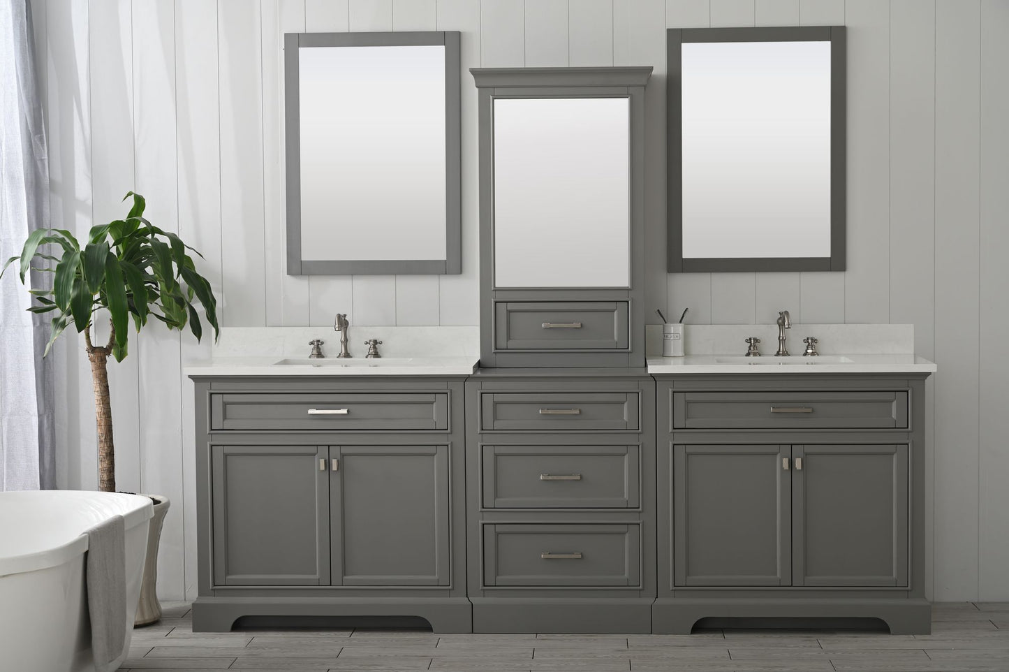 Milano 84" Double Sink Bathroom Vanity Modular Set in Gray