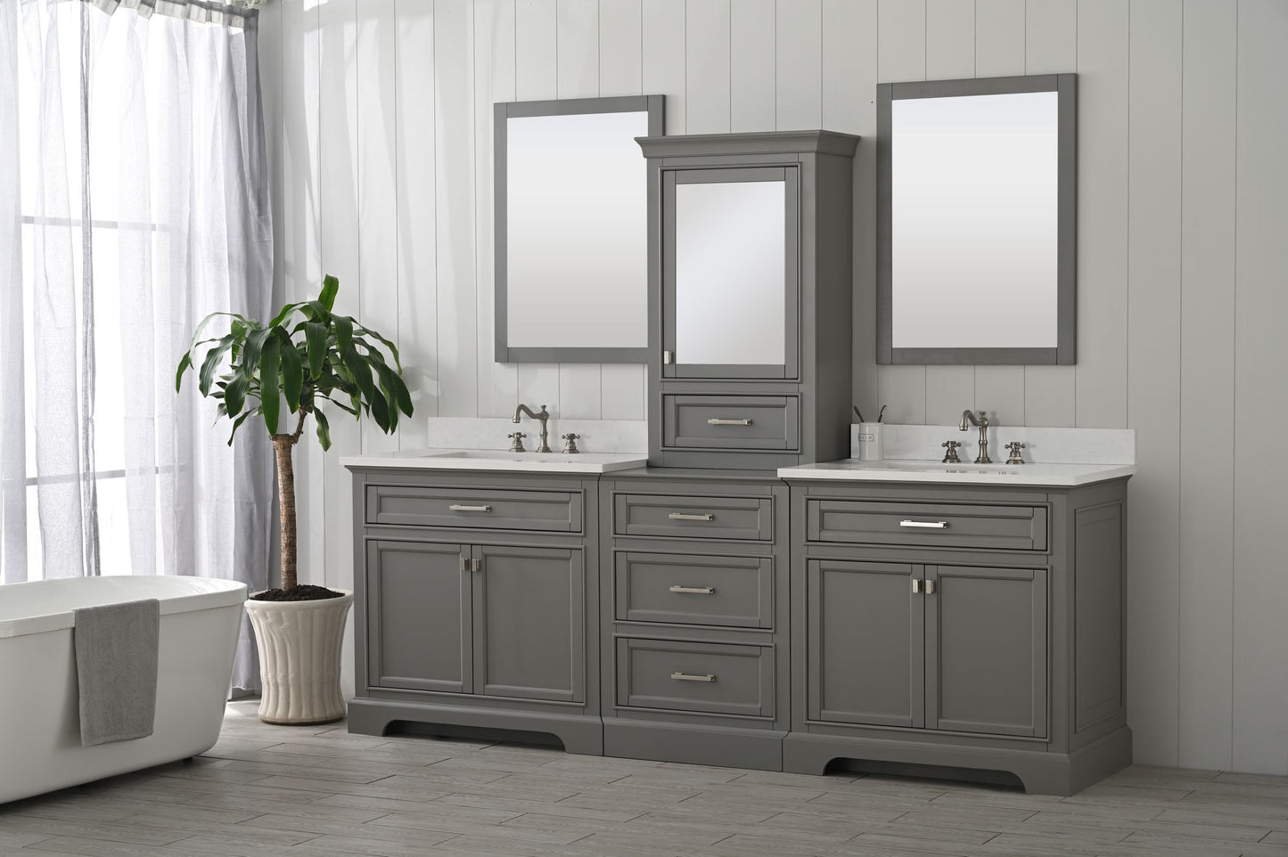 Milano 84" Double Sink Bathroom Vanity Modular Set in Gray