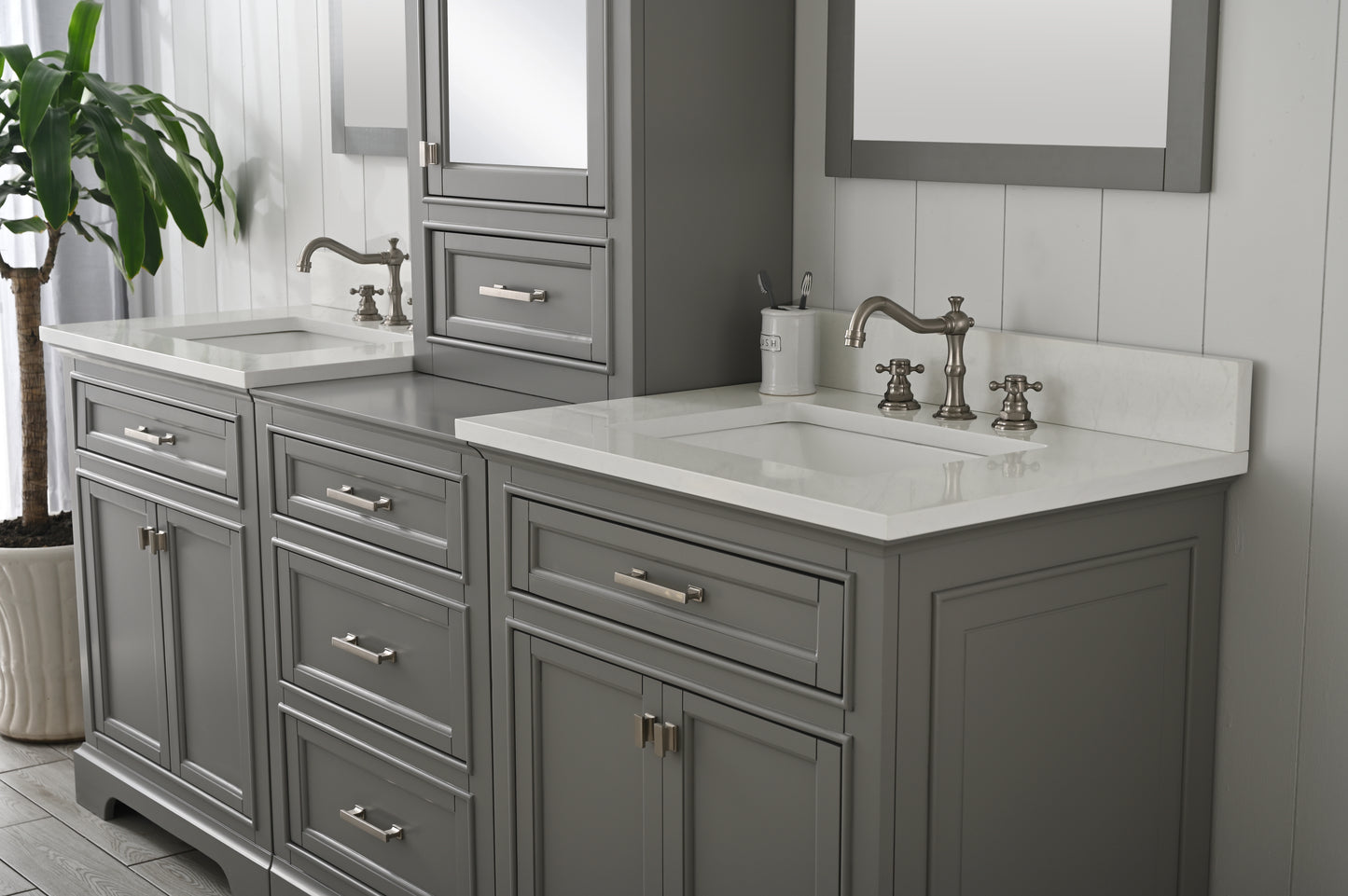 Milano 84" Double Sink Bathroom Vanity Modular Set in Gray