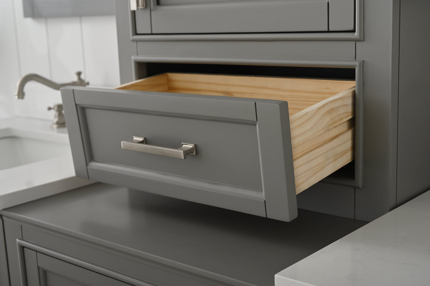 Milano 84" Double Sink Bathroom Vanity Modular Set in Gray