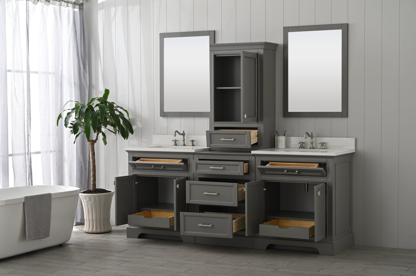Milano 84" Double Sink Bathroom Vanity Modular Set in Gray
