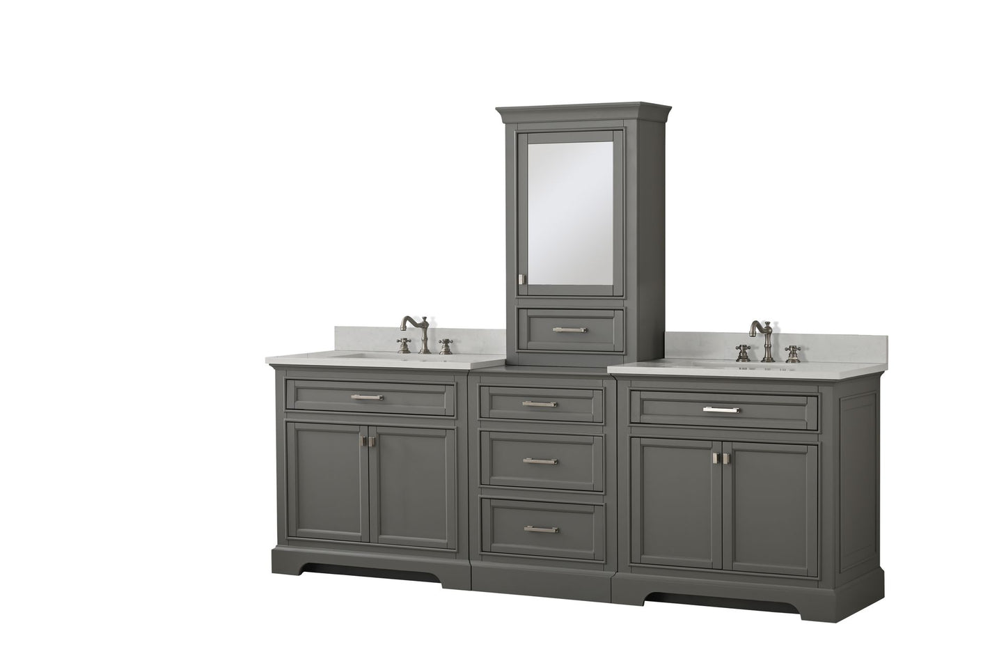 Milano 84" Double Sink Bathroom Vanity Modular Set in Gray