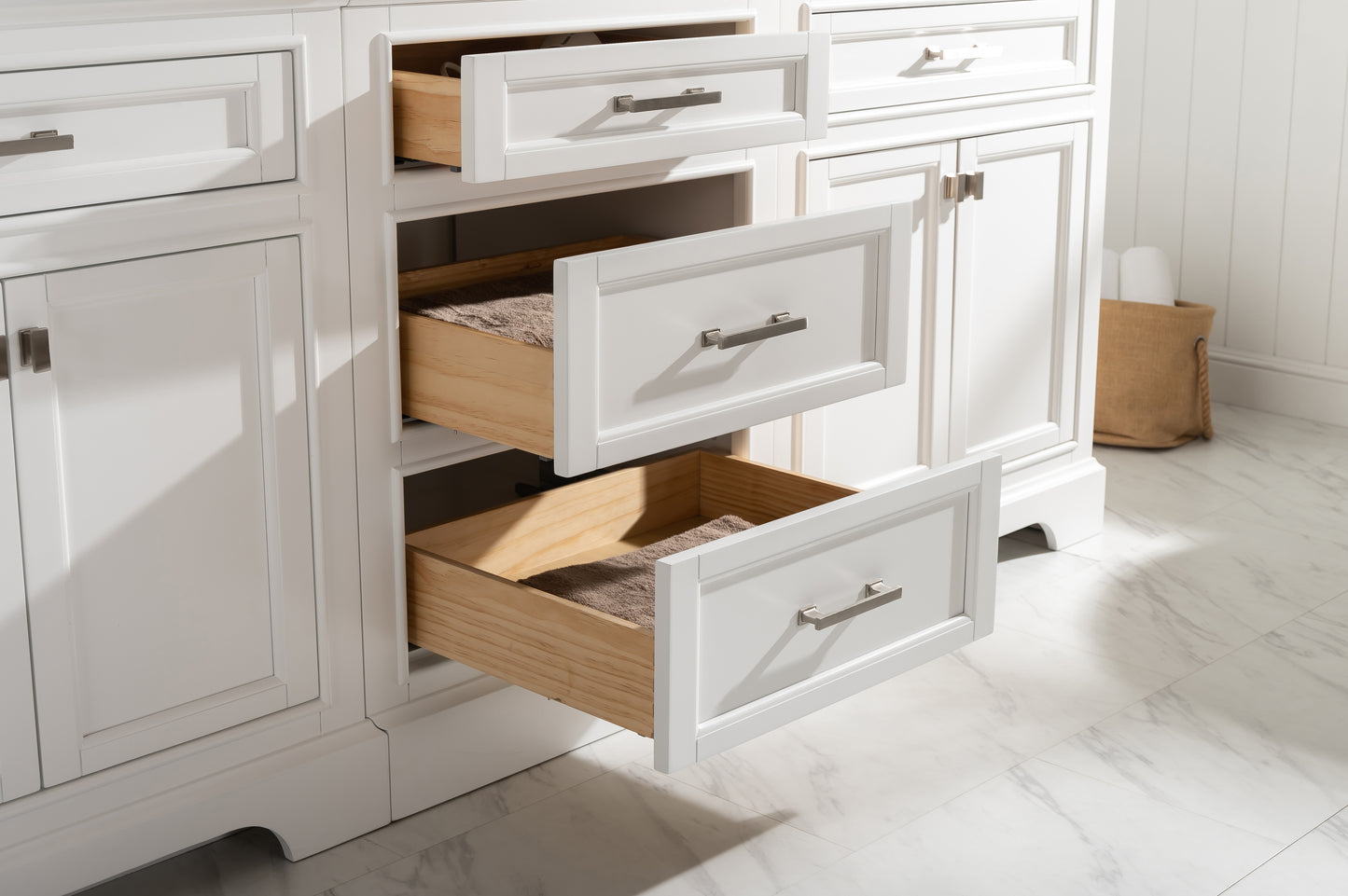 Milano 84" Double Sink Bathroom Vanity Modular Set in White
