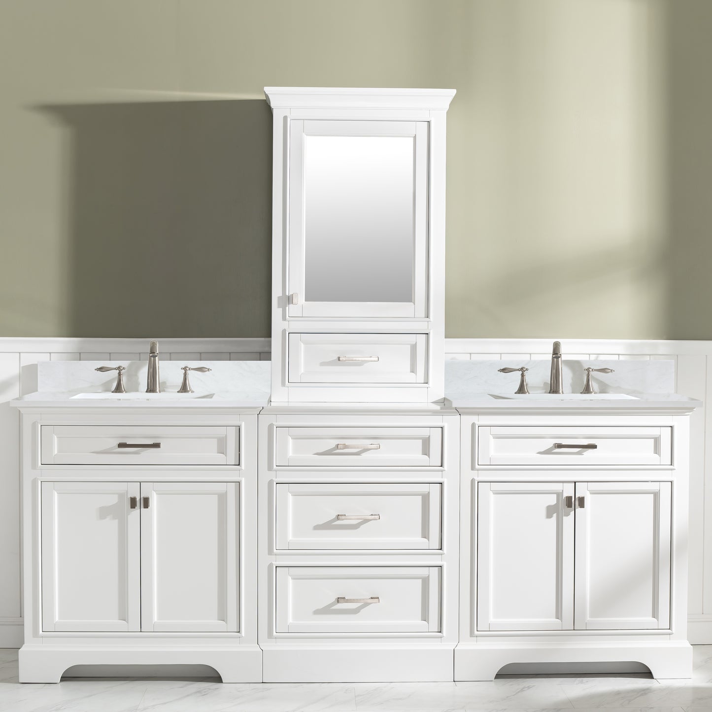 Milano 84" Double Sink Bathroom Vanity Modular Set in White