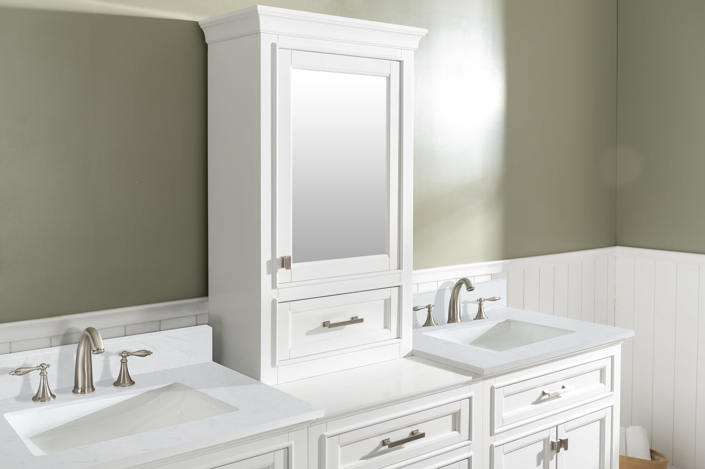 Milano 84" Double Sink Bathroom Vanity Modular Set in White