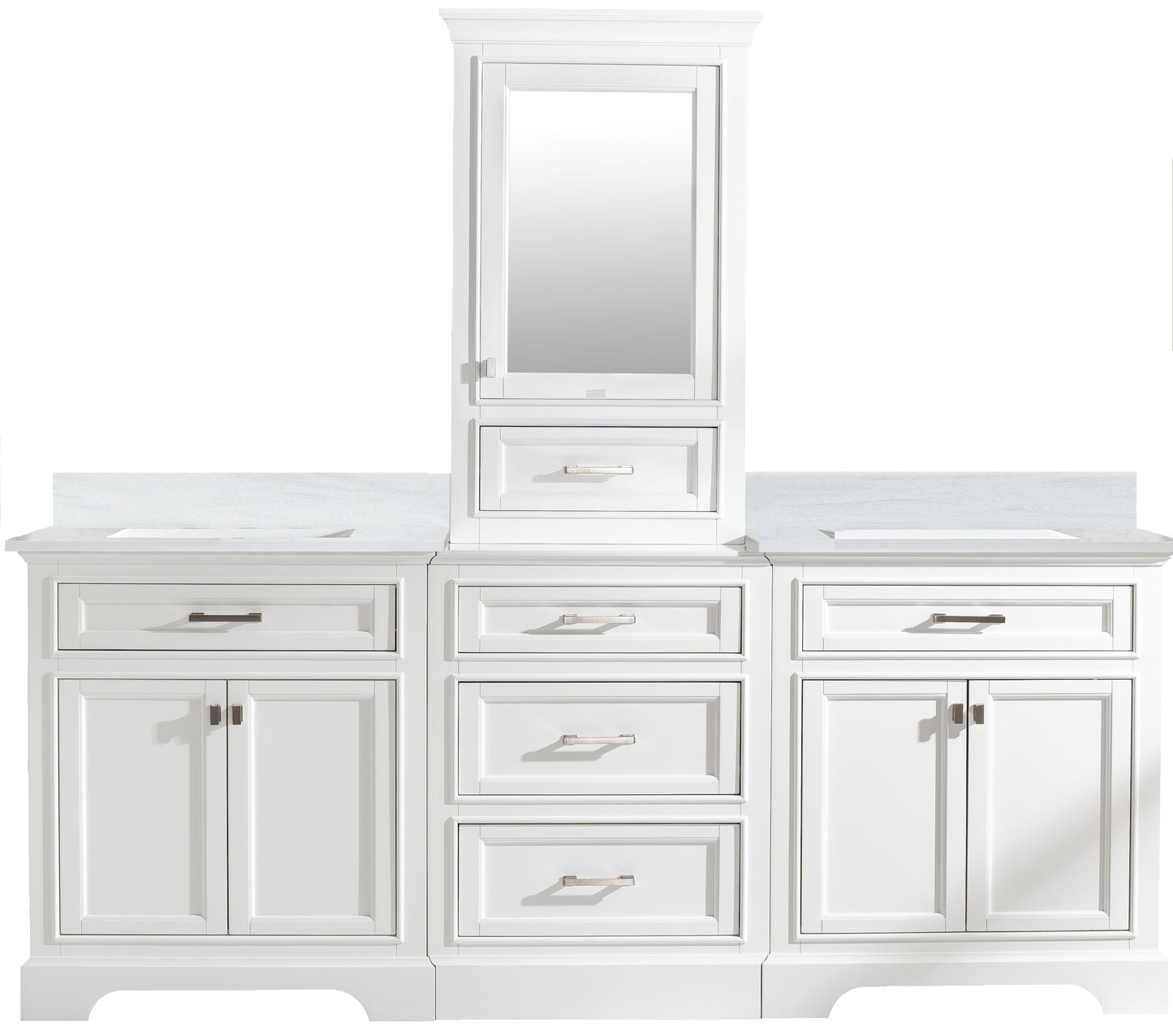 Milano 84" Double Sink Bathroom Vanity Modular Set in White