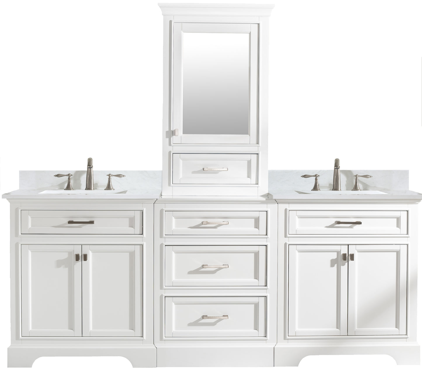 Milano 84" Double Sink Bathroom Vanity Modular Set in White
