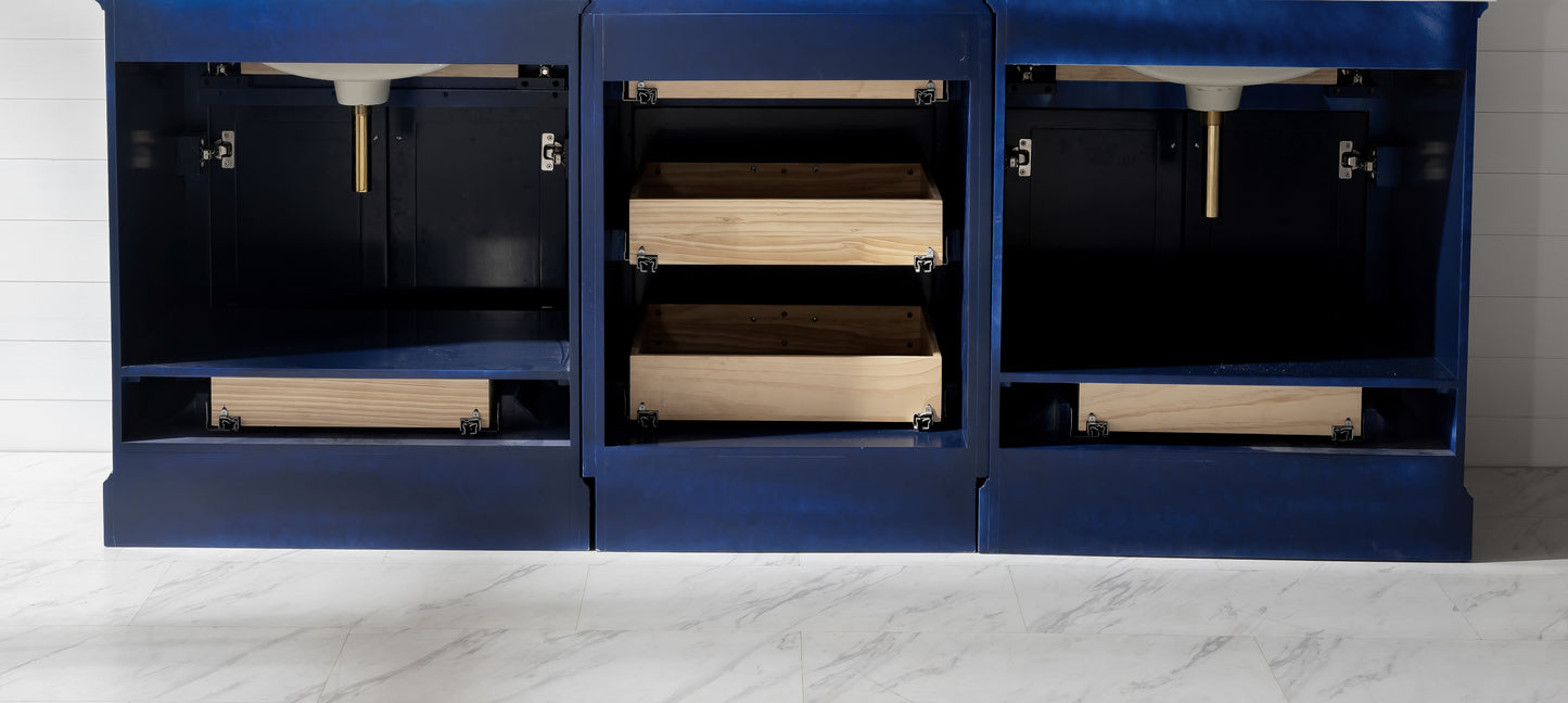 Milano 96" Double Sink Bathroom Vanity Modular Set in Blue