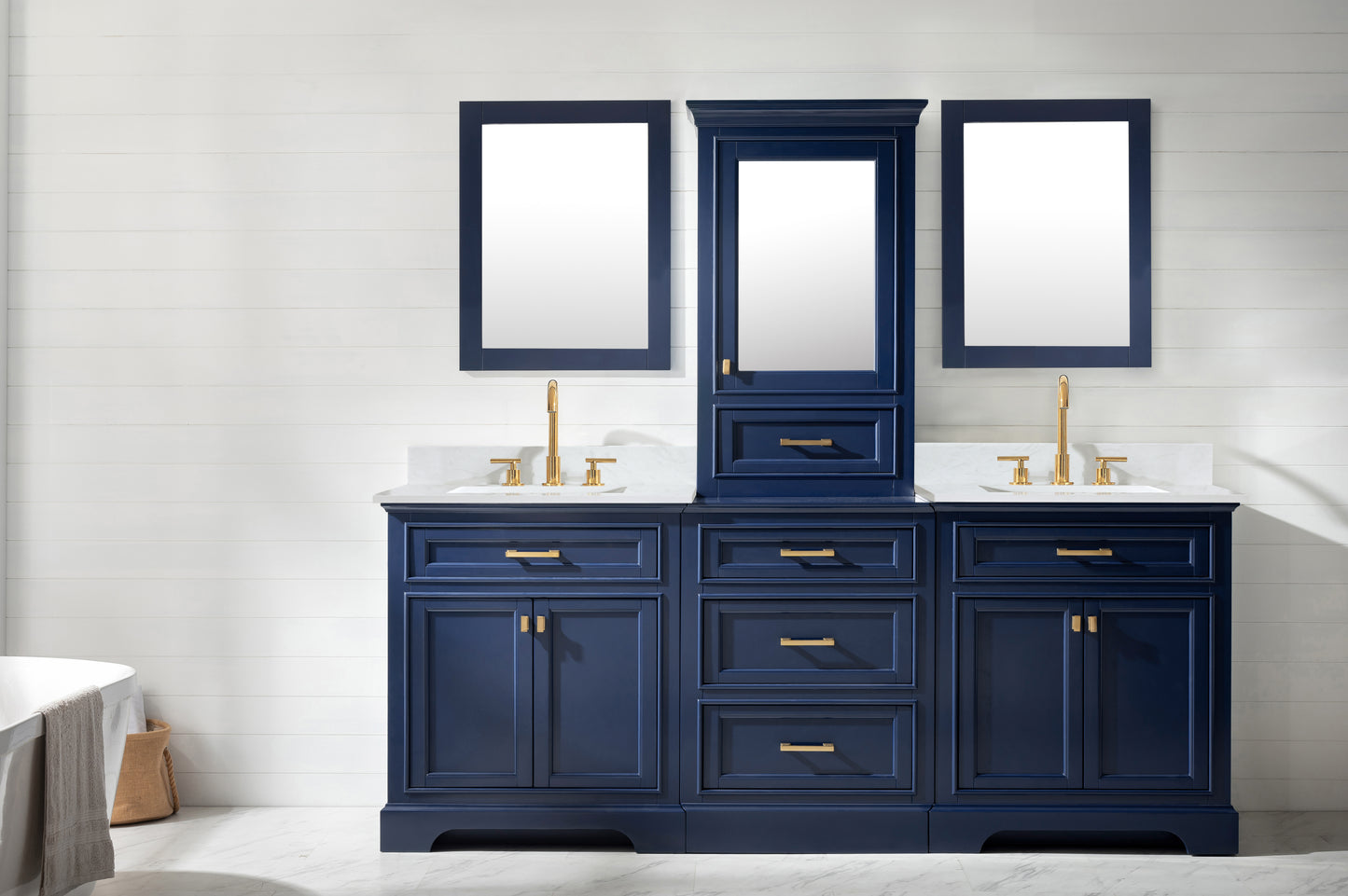 Milano 96" Double Sink Bathroom Vanity Modular Set in Blue