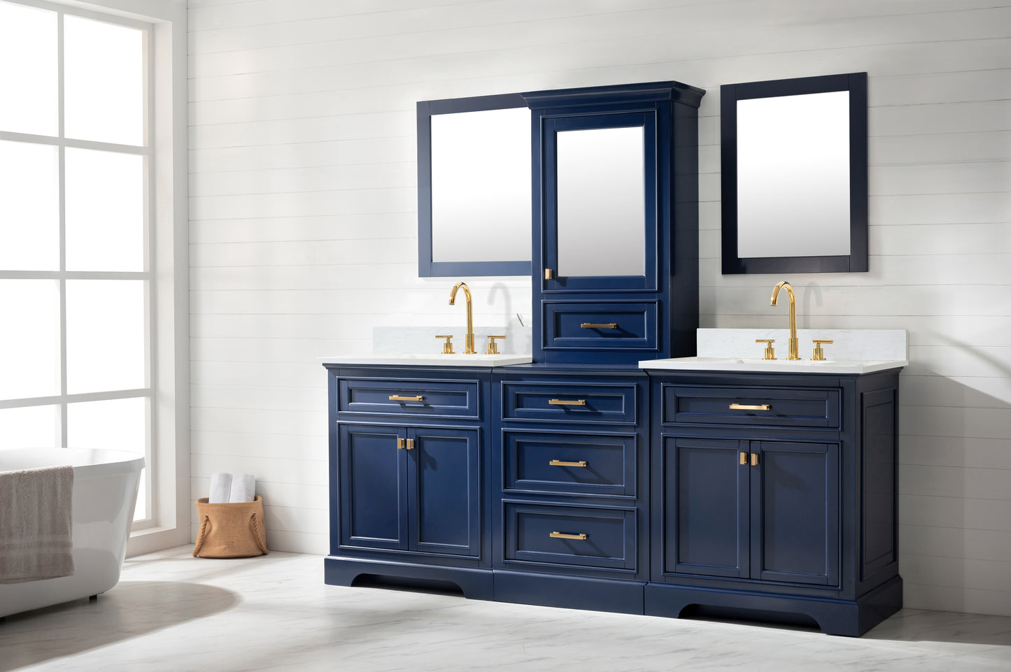 Milano 96" Double Sink Bathroom Vanity Modular Set in Blue