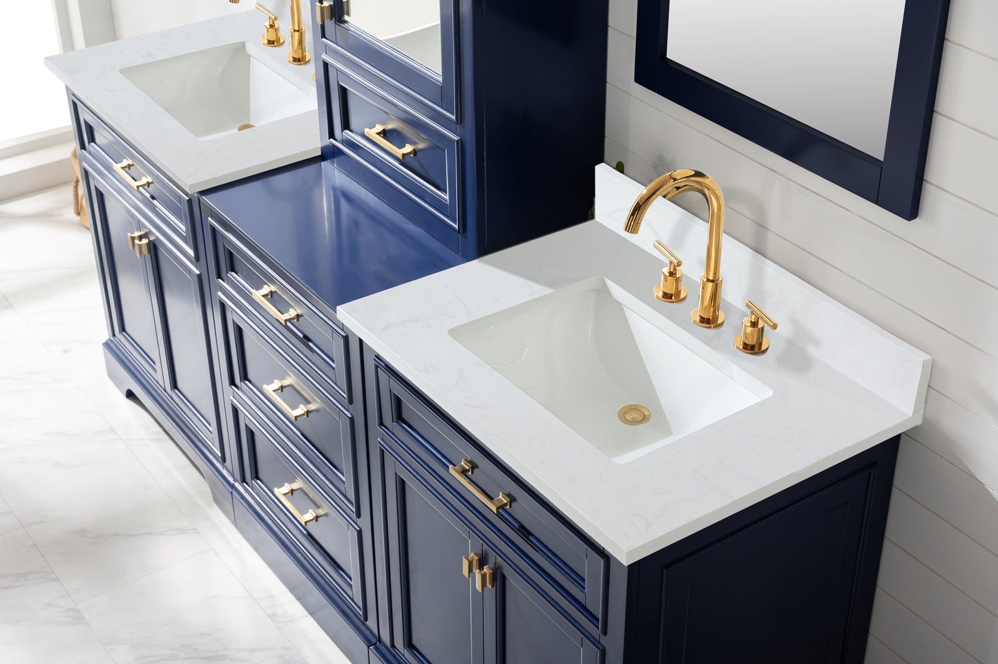 Milano 96" Double Sink Bathroom Vanity Modular Set in Blue