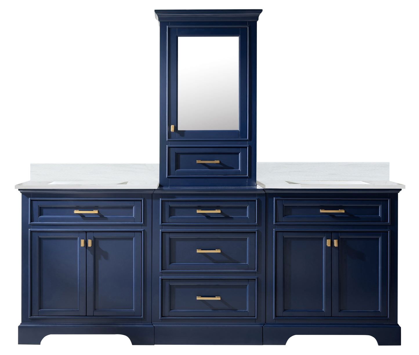 Milano 96" Double Sink Bathroom Vanity Modular Set in Blue