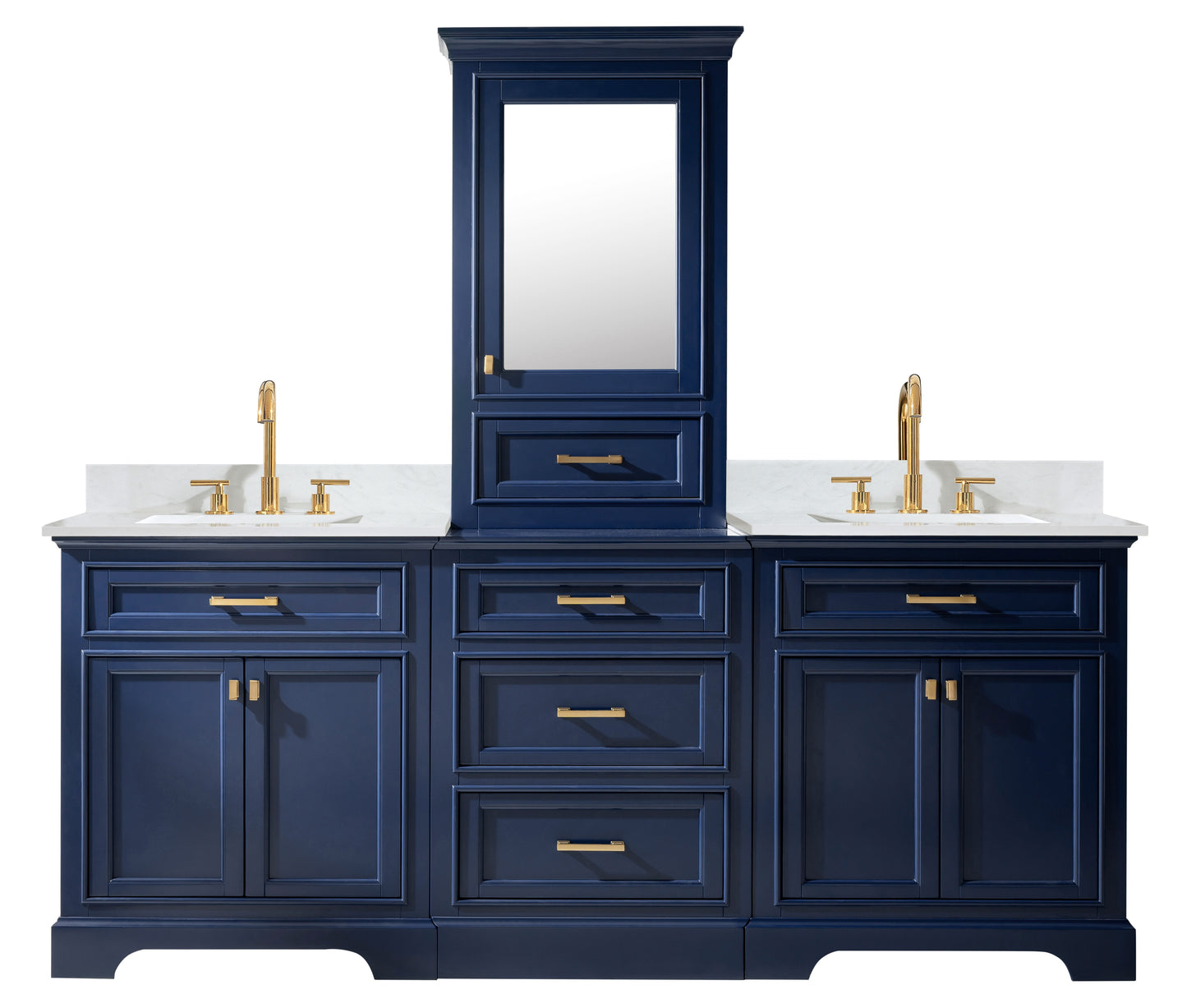 Milano 96" Double Sink Bathroom Vanity Modular Set in Blue