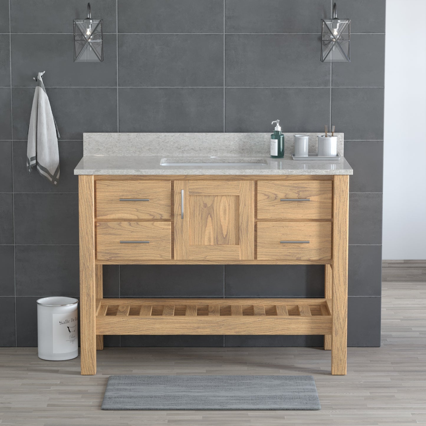 USA Patriot 48 Inch Oak Bathroom Vanity – Olympus Counter