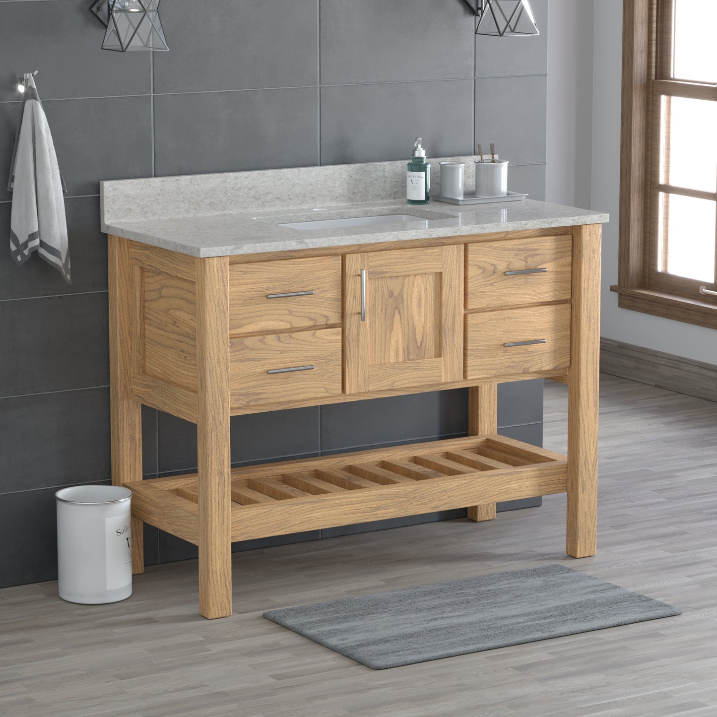 USA Patriot 48 Inch Oak Bathroom Vanity – Olympus Counter