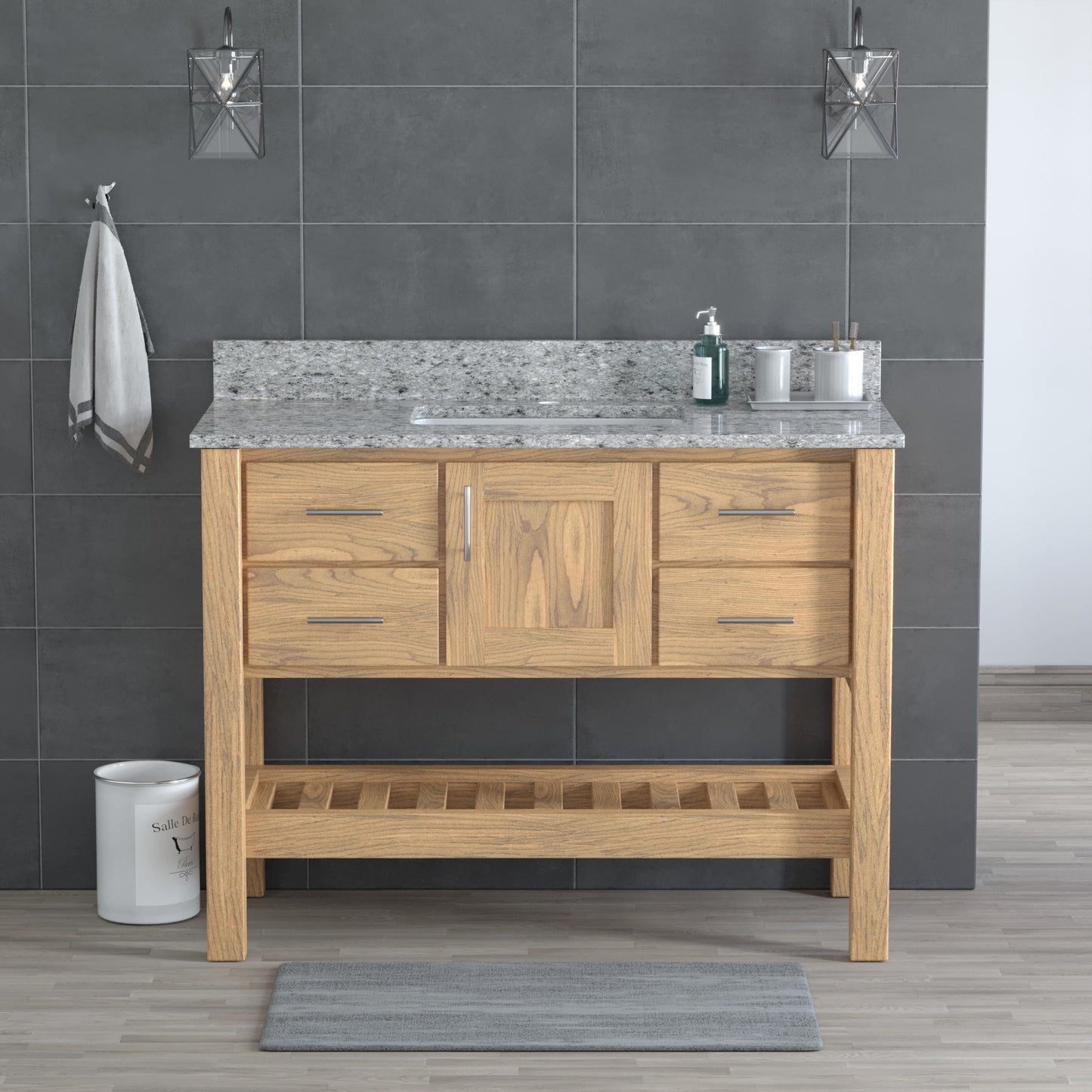 USA Patriot 48 Inch Oak Bathroom Vanity - Pepper Counter