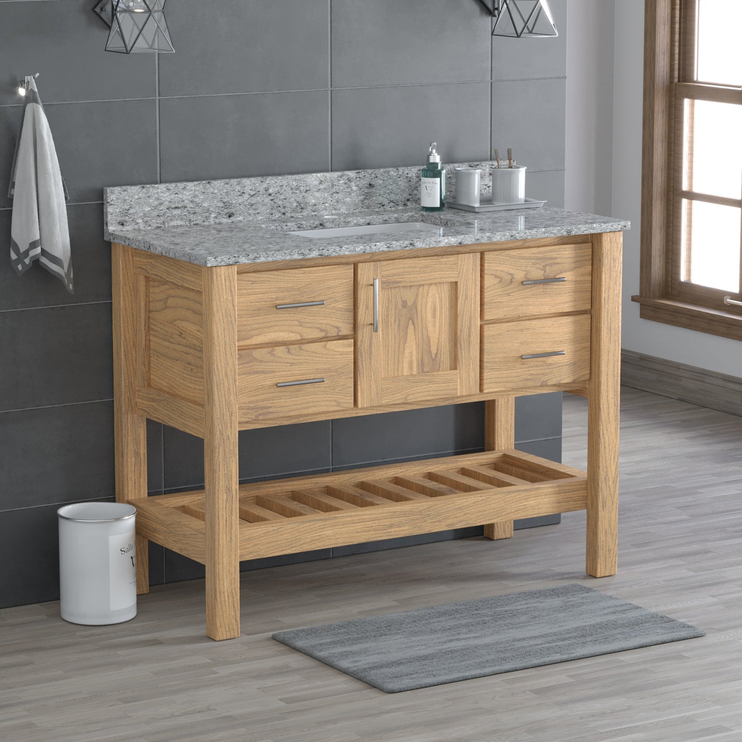 USA Patriot 48 Inch Oak Bathroom Vanity - Pepper Counter