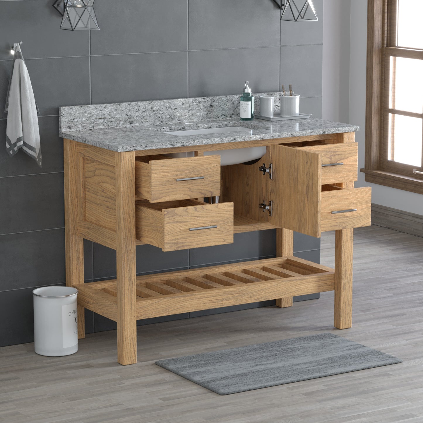 USA Patriot 48 Inch Oak Bathroom Vanity - Pepper Counter