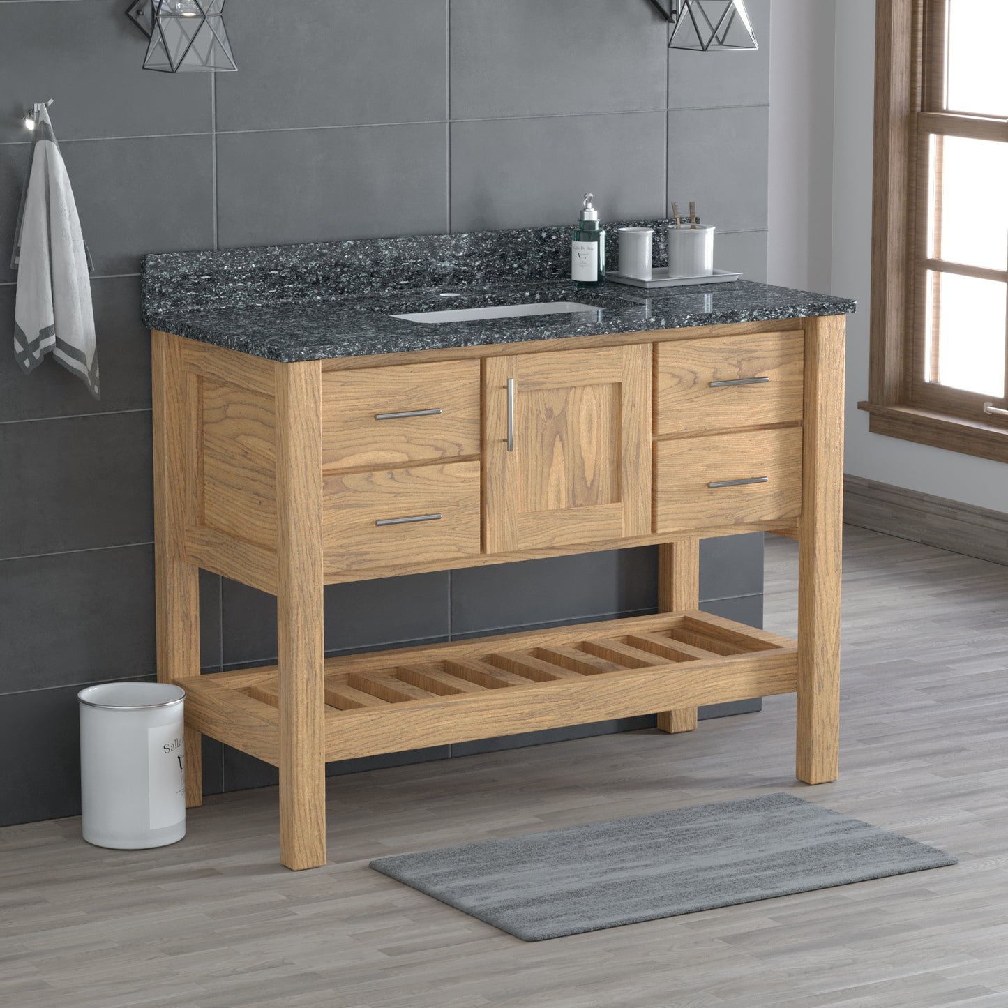 USA Patriot 48 Inch Oak Bathroom Vanity - Starry Counter