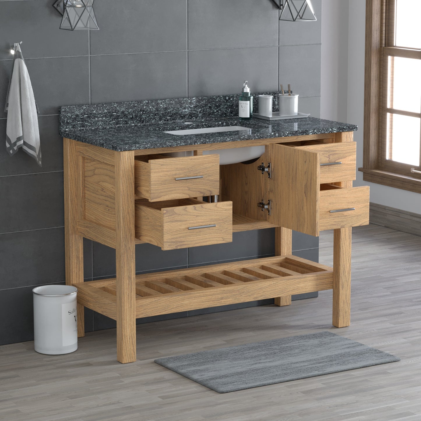 USA Patriot 48 Inch Oak Bathroom Vanity - Starry Counter