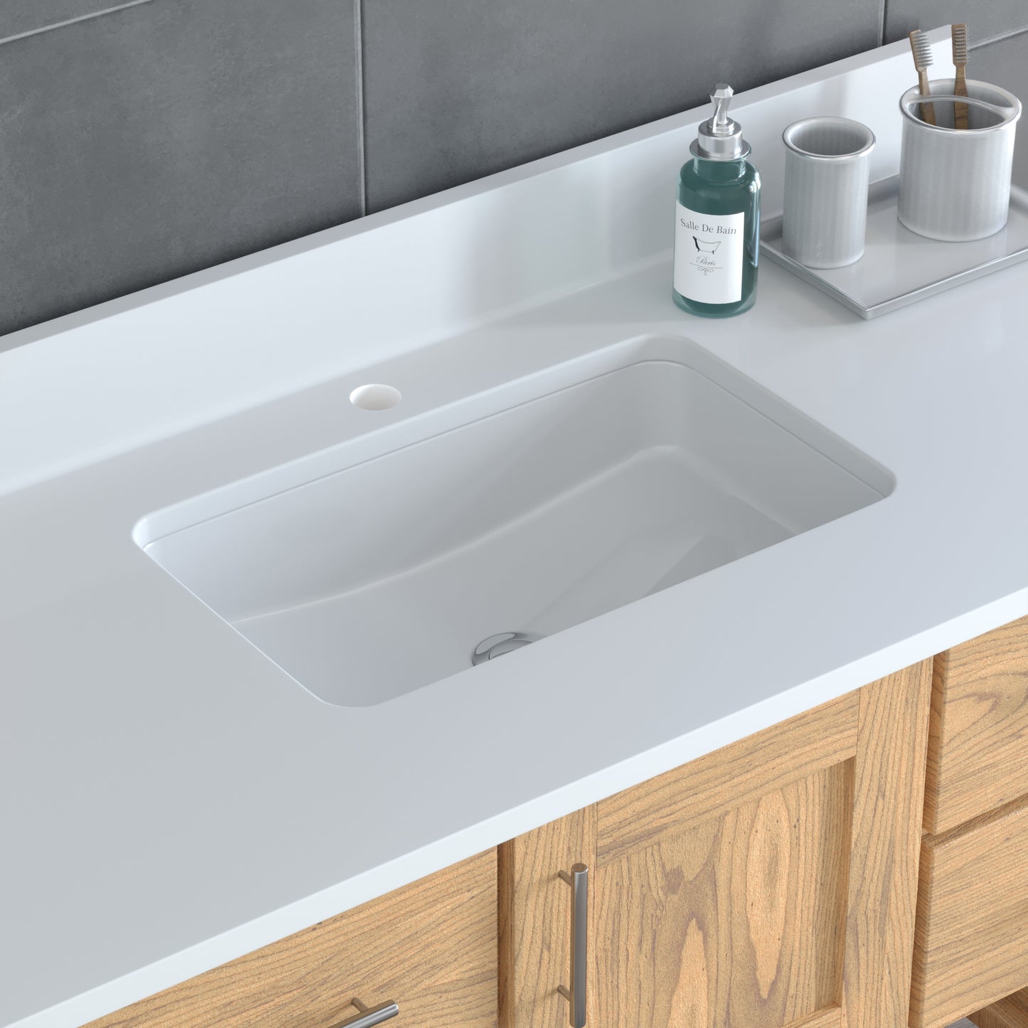USA Patriot 48 Inch Oak Bathroom Vanity - White Counter