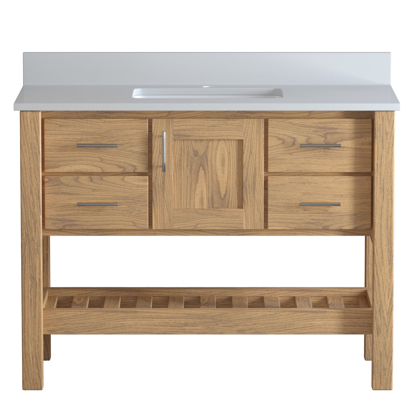 USA Patriot 48 Inch Oak Bathroom Vanity - White Counter